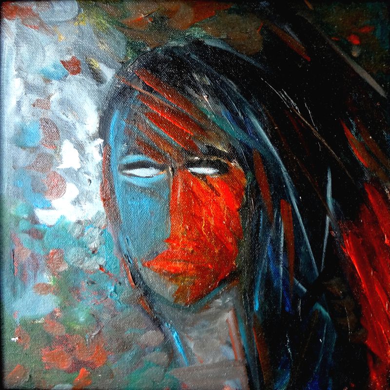 Red & Blue Lady